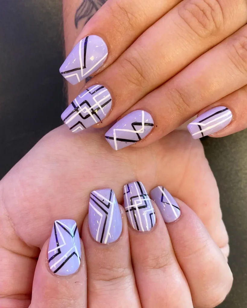 25 Summer Nail Designs 2025: Bright, Cute & Colorful Inspo 15 Bold Graphic Lines Nails