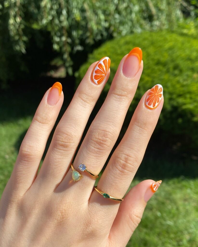 25 Summer Nail Designs 2025: Bright, Cute & Colorful Inspo 5 Citrus Slice Accents Nail