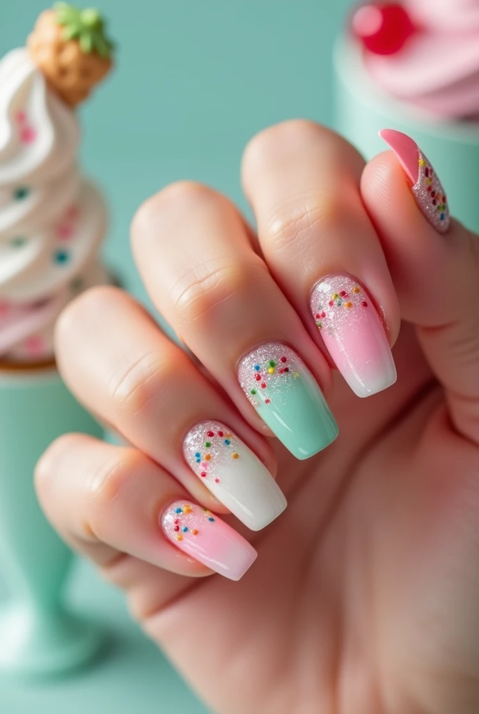 25 Summer Nail Designs 2025: Bright, Cute & Colorful Inspo 12 Ice Cream Sprinkle Tips Nails