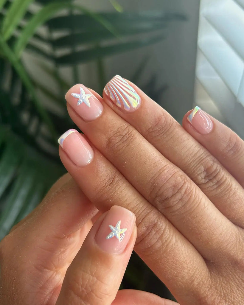 25 Summer Nail Designs 2025: Bright, Cute & Colorful Inspo 14 Starfish & Seashell Accents Nails