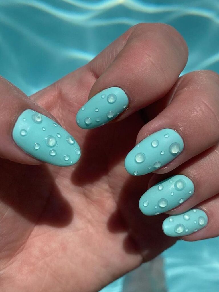 25 Summer Nail Designs 2025: Bright, Cute & Colorful Inspo 22 Water Droplet Effect