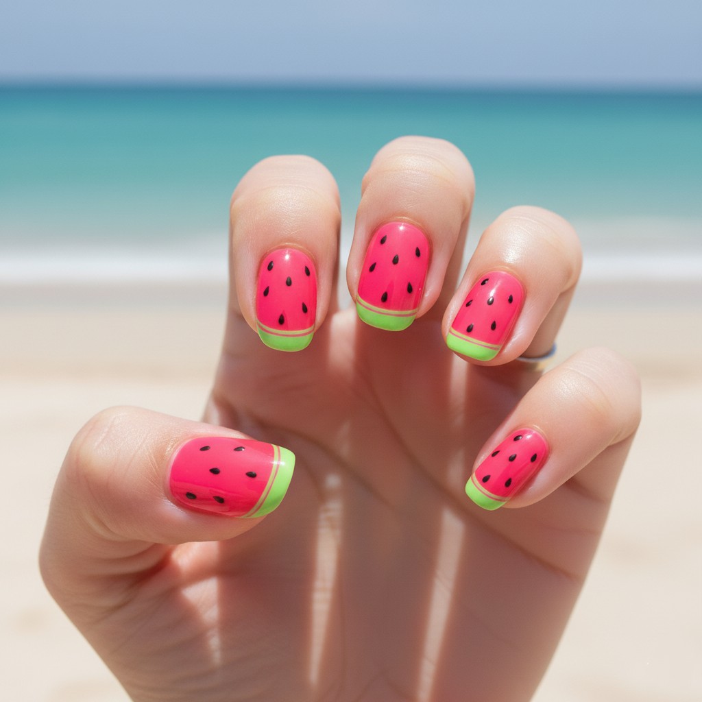 25 Summer Nail Designs 2025: Bright, Cute & Colorful Inspo 3 Watermelon Nails