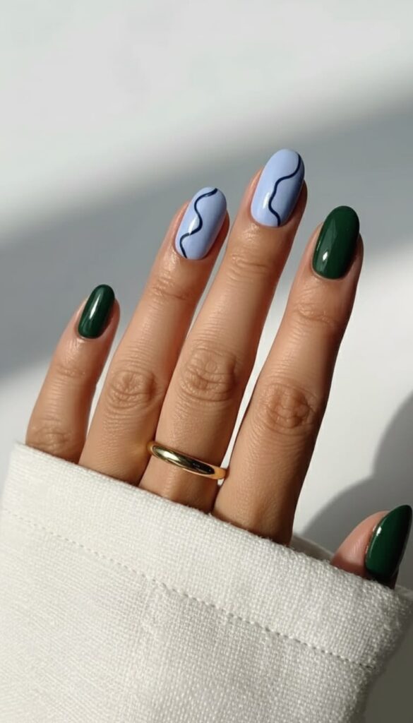 Abstract Blue and Forest Green