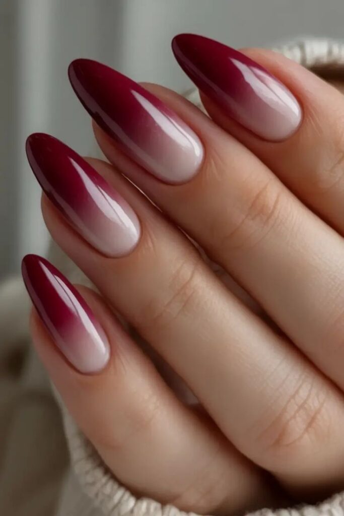Berry Fade Almond Nails
