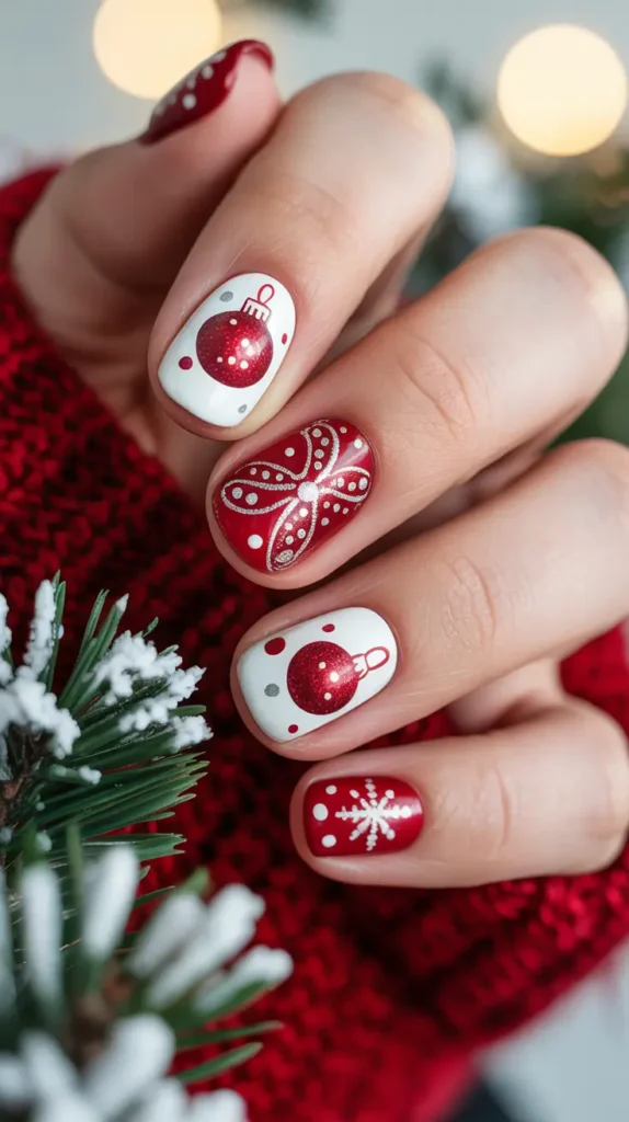 Christmas Nail Inspo 2025: 21 Festive & Aesthetic Manicure Ideas to Try Now 14 French Red Ribbon