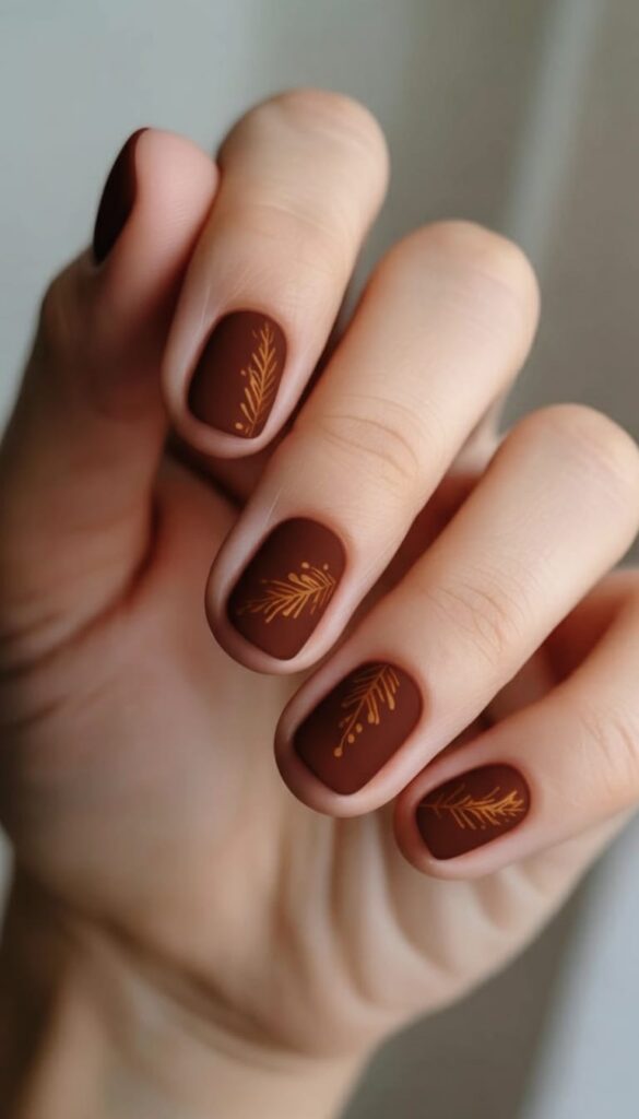 Matte Mocha & Gold Leaf Details