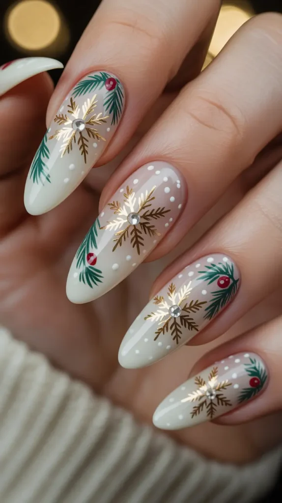 Christmas Nail Inspo 2025: 21 Festive & Aesthetic Manicure Ideas to Try Now 9 Peppermint Marble Twists