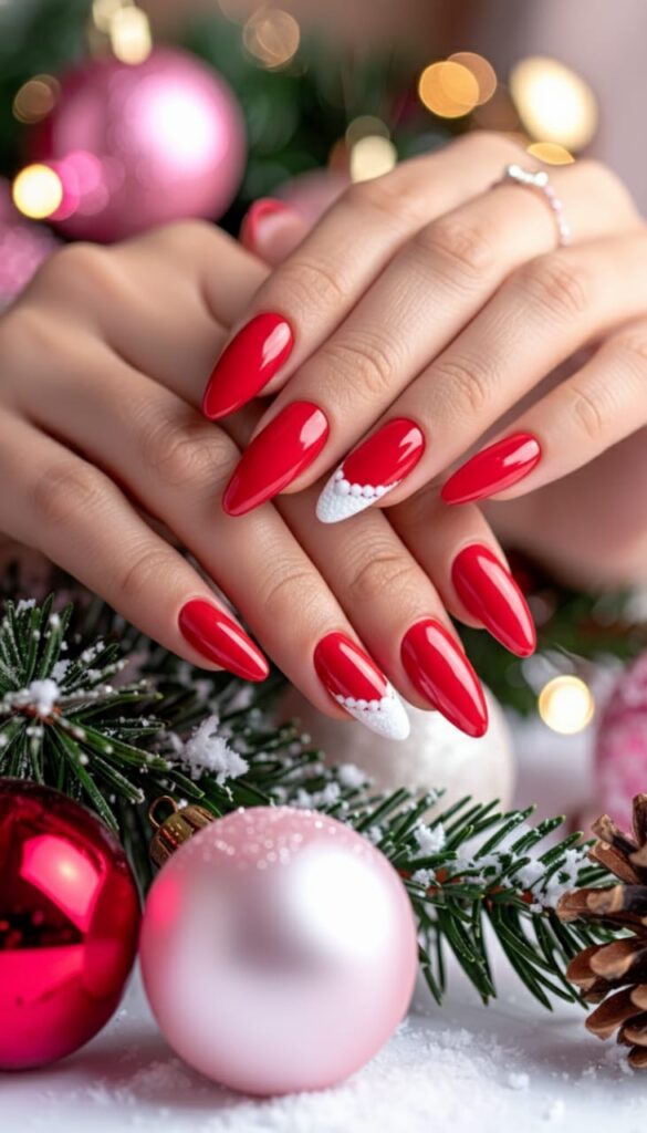 21 Christmas Nails Acrylic Ideas for 2025: Holiday Glam, Gen Z Style 5 Santa Claus Stiletto