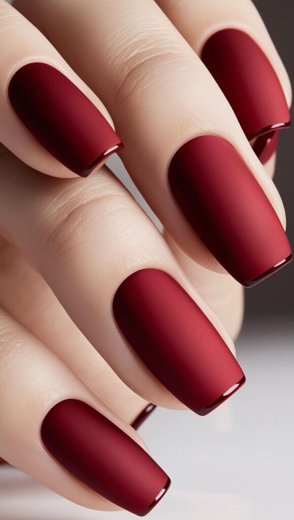 Velvet Crimson Matte Nails